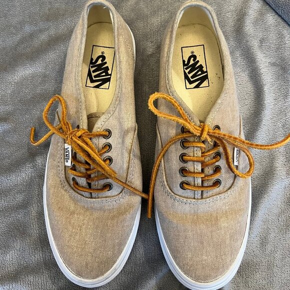 Women's Tan Canvas Vans with leather laces, Size 9 - Picture 1 of 7